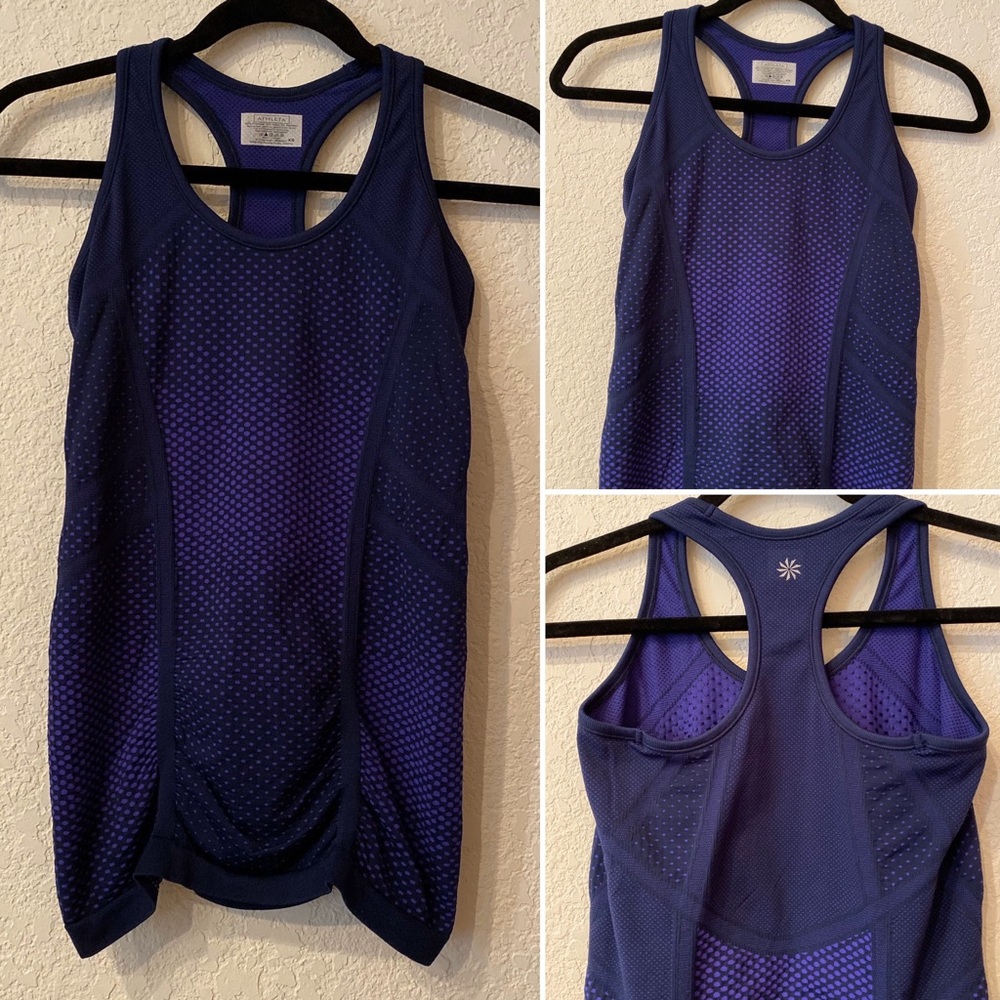 Athleta Navy Blue Purple Dot Fastest Track Tank